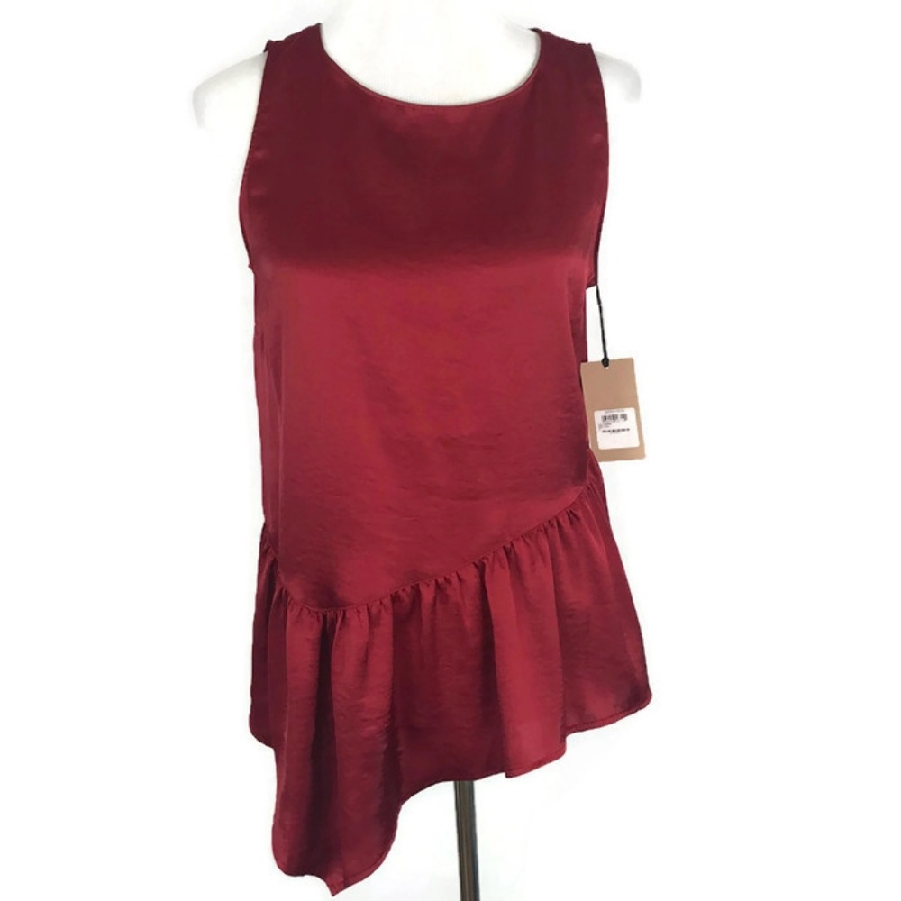 Halogen Womens Shirt Size Small S Red Ruffle Hem